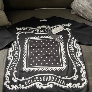 Dolce & Gabbana Kids Black and White Bandana Print Tee